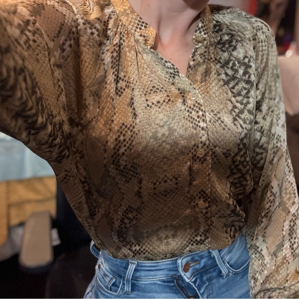 H&M Beige Snake Print Blouse
